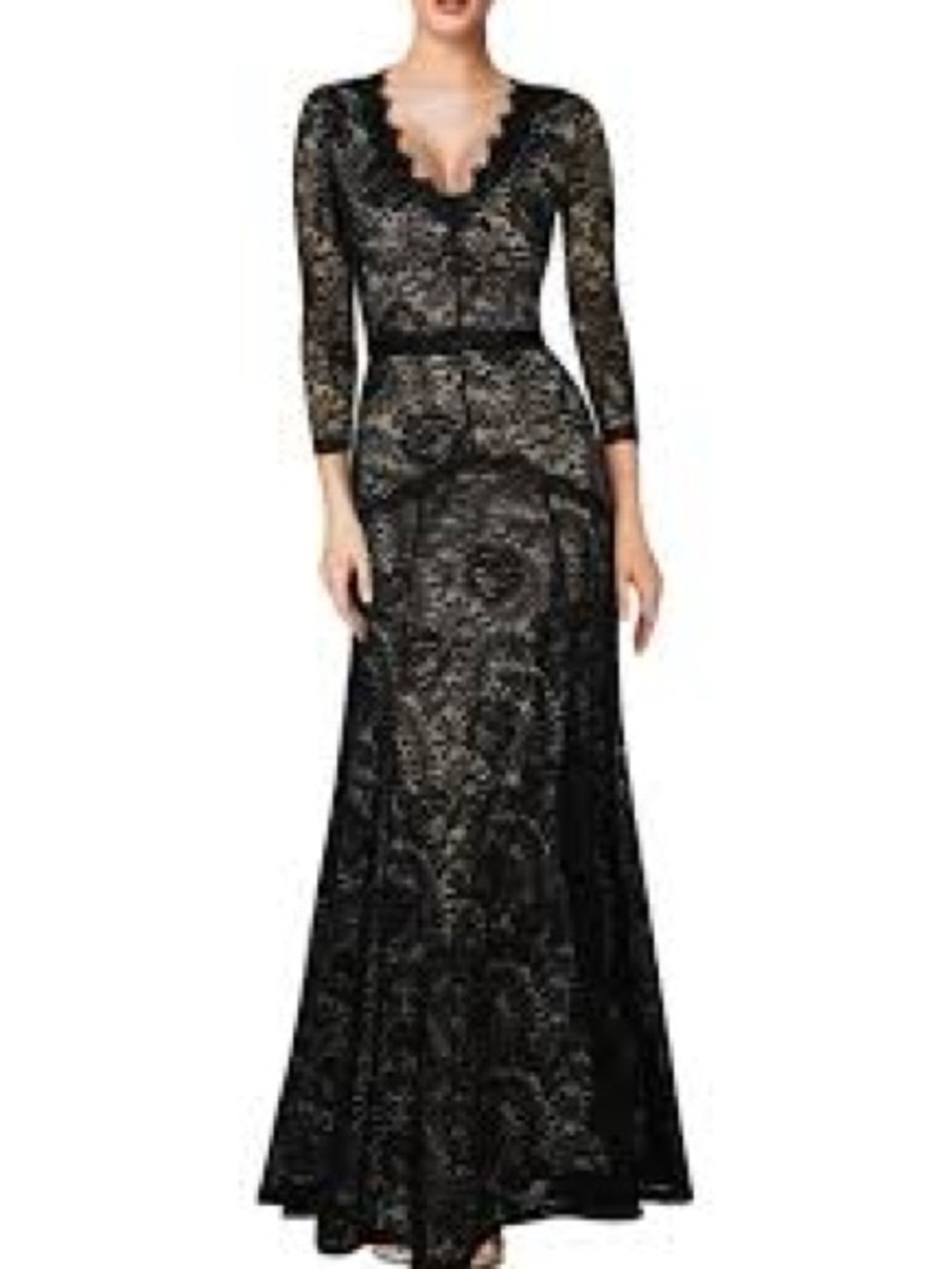 Miusol Black Lace Long Sleeve Formal Gown